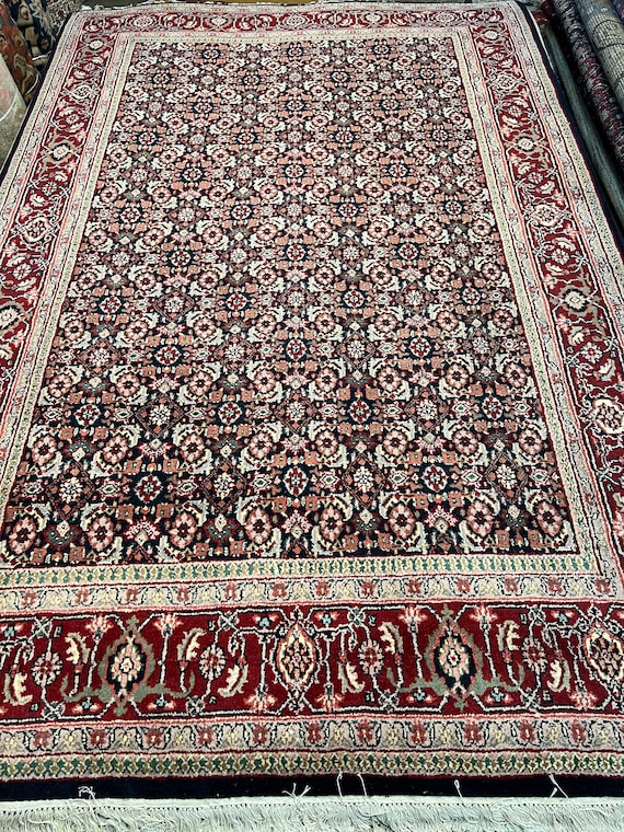 6' x 9' New Indian Herati Fish Design Oriental Rug - Hand Made - 100% Wool