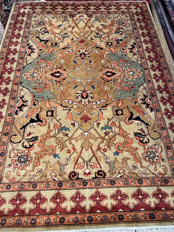 6'2" x 8’10" New Indian Serapi Design Oriental Rug - Hand Made - 100% Wool