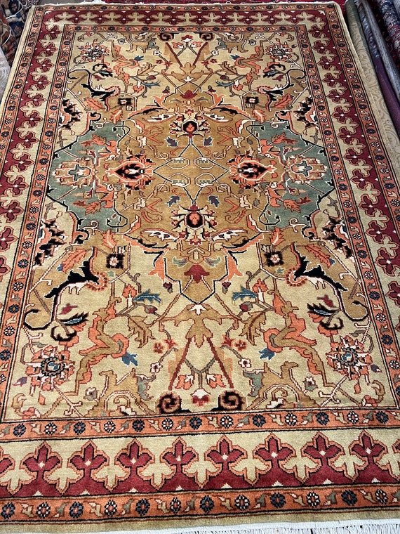 6'2" x 8’10" New Indian Serapi Design Oriental Rug - Hand Made - 100% Wool