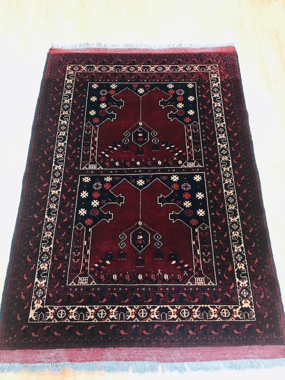 3'5" x 5' Afghan Khal Mohammadi Oriental Rug - Hand Made - 100% Wool