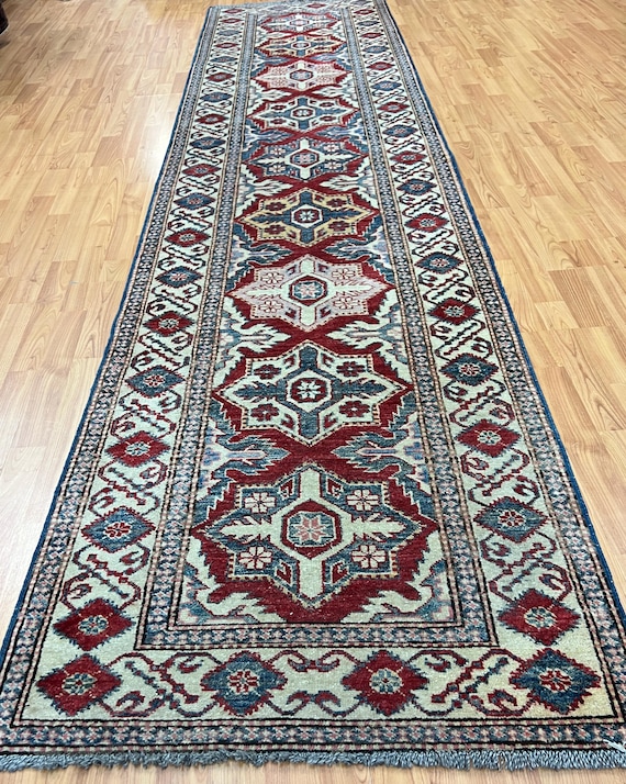 2'8" x 11'1' Pakistani Kazak Floor Runner Oriental Rug - Hand Made - 100% Wool