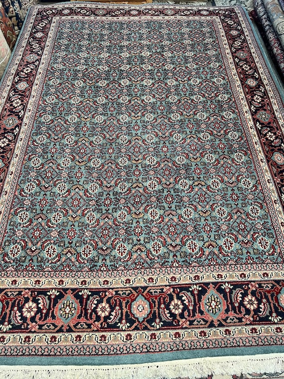 5'11" x 8'8" New Indian Herati Fish Design Oriental Rug - Hand Made - 100% Wool