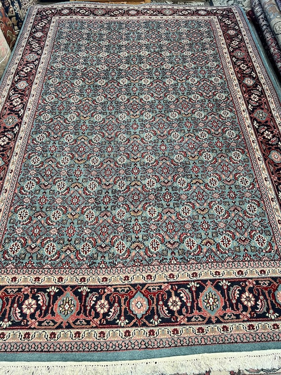 5'11" x 8'8" New Indian Herati Fish Design Oriental Rug - Hand Made - 100% Wool