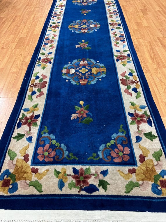 2'11" x 11'1" Chinese Aubusson Runner Oriental Rug - 100% Wool - Hand Made