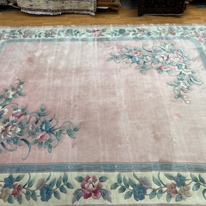 8&#39; x 11&#39; Chinese Art Deco Oriental Rug - Full Pile - Hand Made - 100% Wool