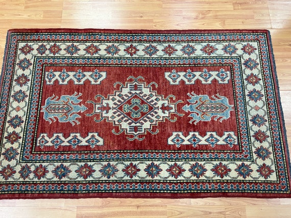 3' x 5' Pakistani Kazak Oriental Rug - Hand Made - 100% Wool - Veg Dye