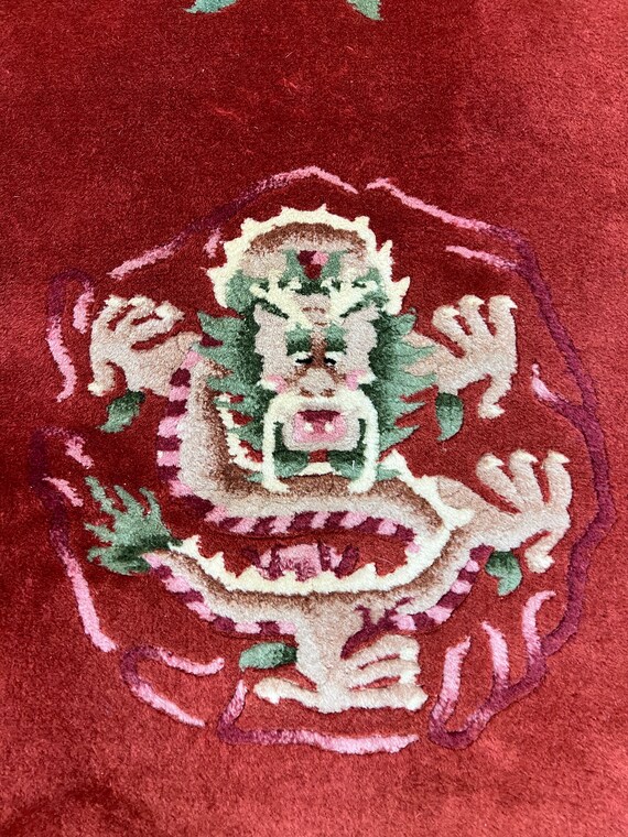 3'1" x 5'2" Chinese Art Deco Oriental Rug - Dragon Design - Hand Made - 100% Wool