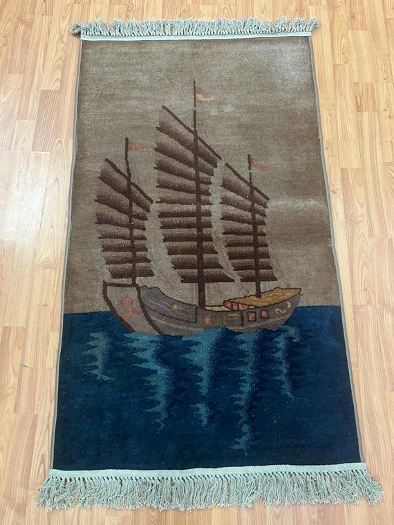2'6" x 4'8" Antique Chinese Art Deco Oriental Rug - 1930s - 100% Wool - Hand Made