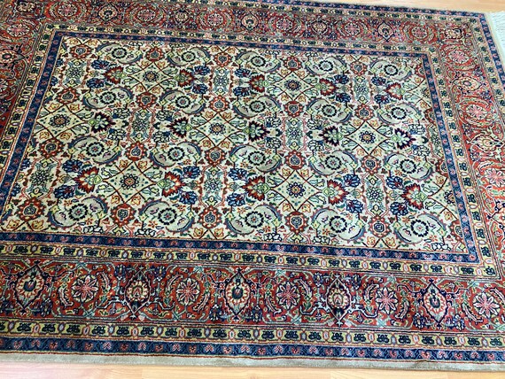 4' x 6' New Indian Herati Fish Design Oriental Rug - Fine - Hand Made - 100% Wool