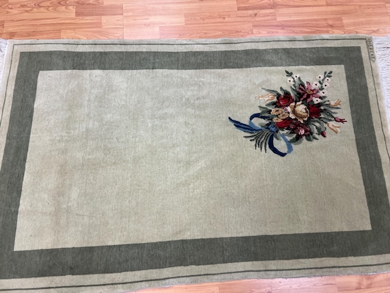 3'3" x 5'2" Turkish Hereke Oriental Rug - 1950s - Hand Made - 100% Wool