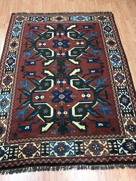 4'10" x 6'6" Pakistani Kazak Oriental Rug - Hand Made - 100% Wool - Vegetable Dye