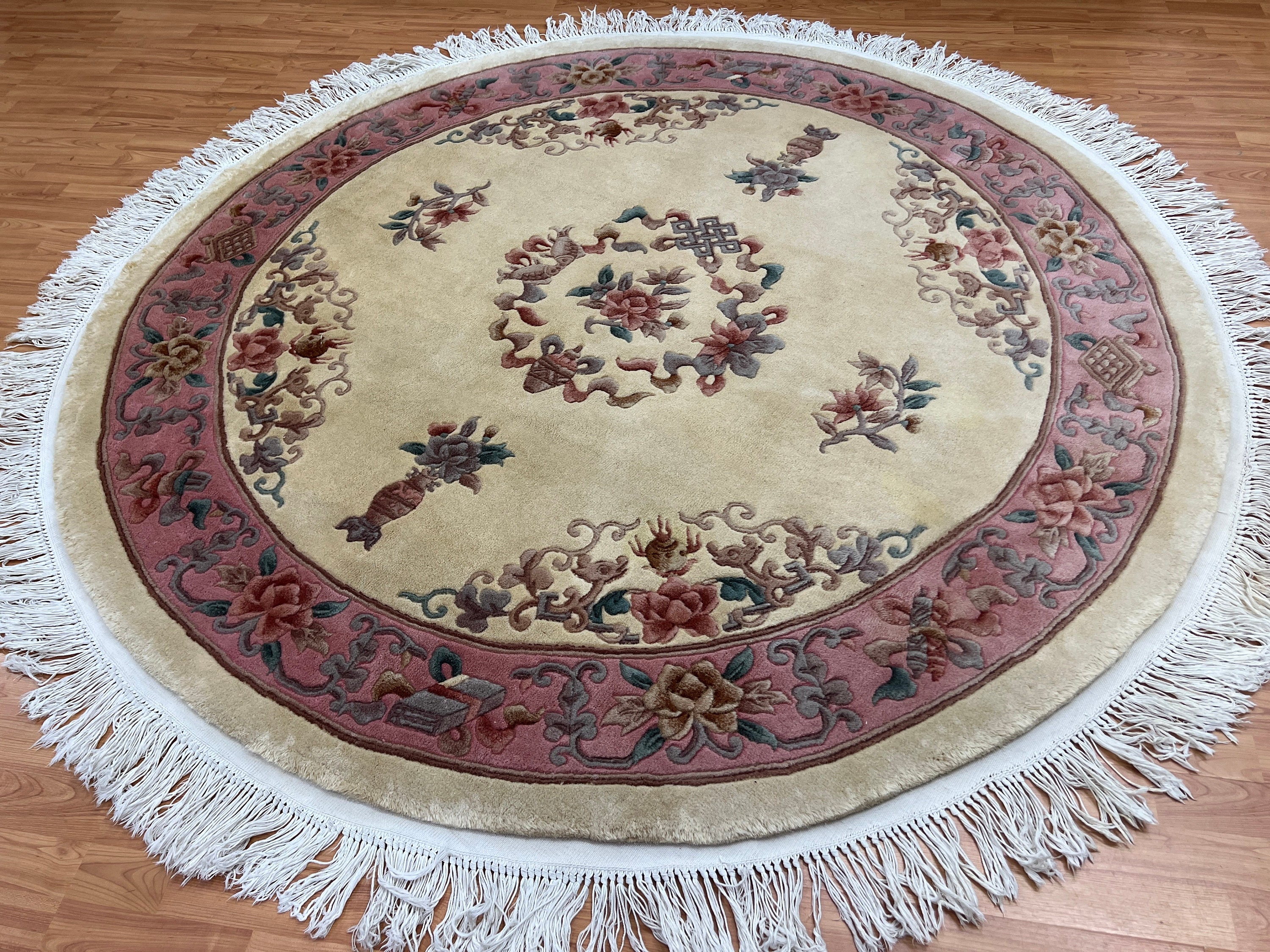 7' x 7' Round Chinese Aubusson Oriental Rug - Full Pile - Hand Made - 100%  Wool