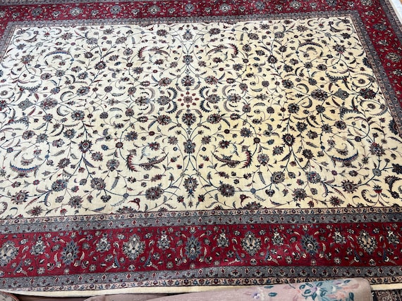 10'1" x 14'10" Pakistani Tab riz Oriental Rug - Full Pile - Hand Made - 100% Wool