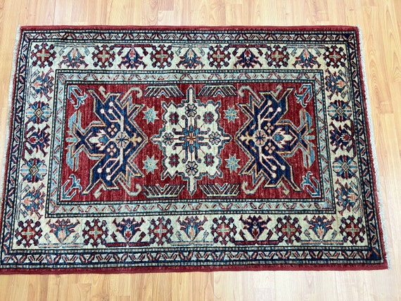 2'8" x 4' Pakistani Kazak Oriental Rug - Hand Made - 100% Wool - Veg Dye
