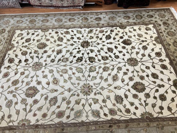 9' x 12' Indian Kashan Design Oriental Rug - Hand Made - 100% Wool