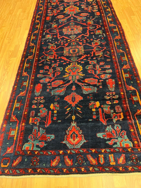 3'5" x 10'9" Turkish Floor Runner Oriental Rug - 1950s - Hand Made - 100% Wool