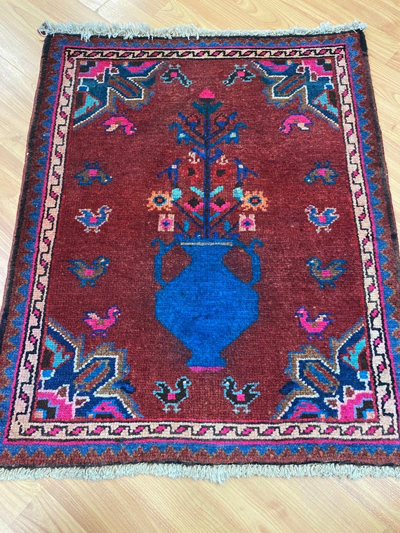 2' x 2'6" Antique Turkish Oriental Rug - 1940s - Hand Made - 100% Wool