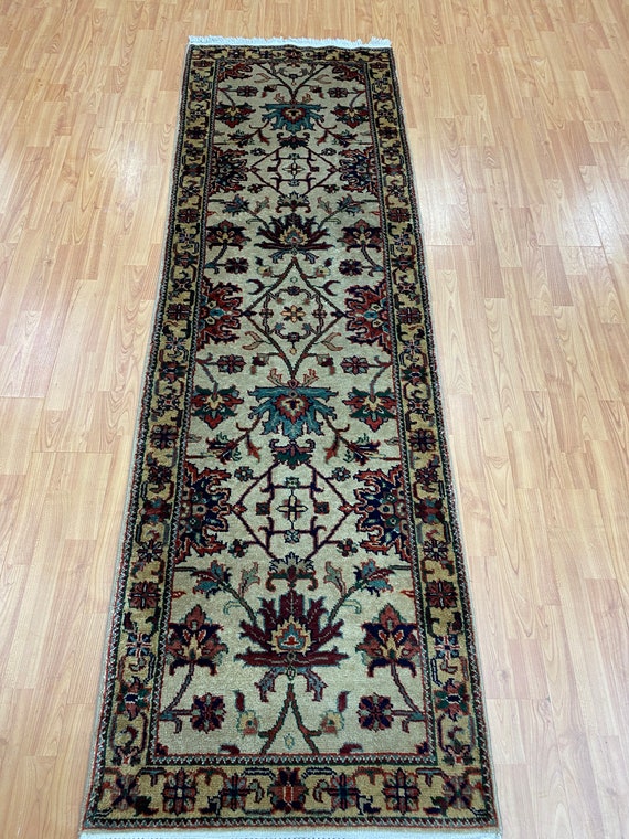 2’6" x 7’10" Indian Agra Floor Runner Oriental Rug - Full Pile - Hand Made - 100% Wool