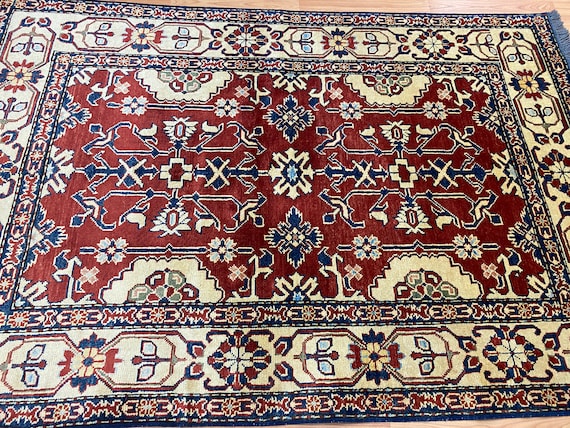 3'10" x 5'10" New Pakistani Kazak Oriental Rug - Hand Made - 100% Wool - Vegetable Dye