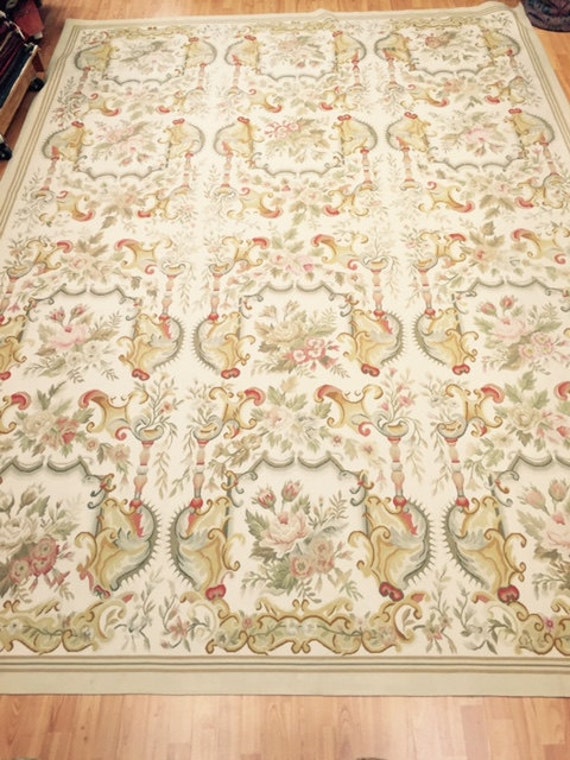 9' x 12' Chinese Aubusson Oriental Rug - Hand Made - 100% Wool - Vintage