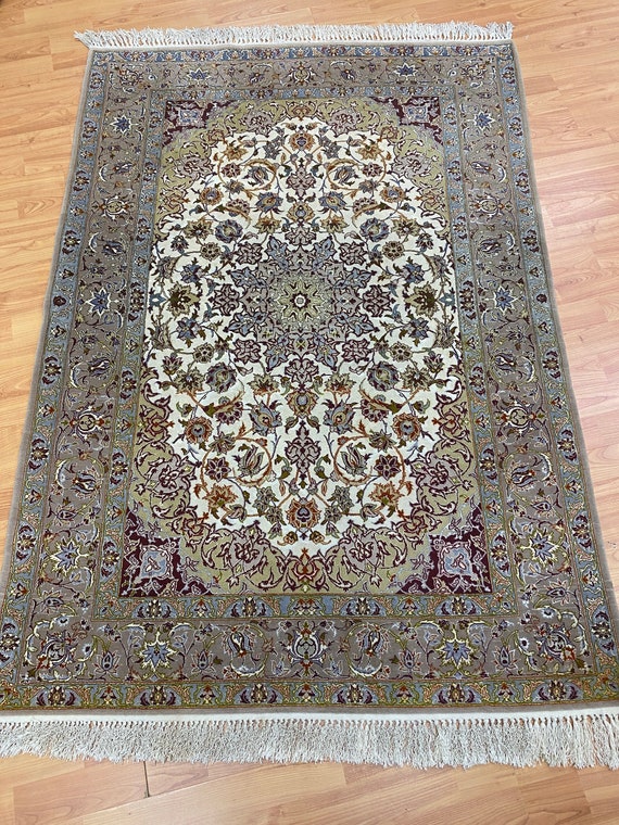 3'7" x 5' Turkish Oriental Rug - Very Fine - Over 500 KPSI - Wool and Silk