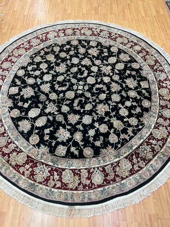 8' x 8' Round Sino Chinese Oriental Rug - Hand Made - Wool & Silk