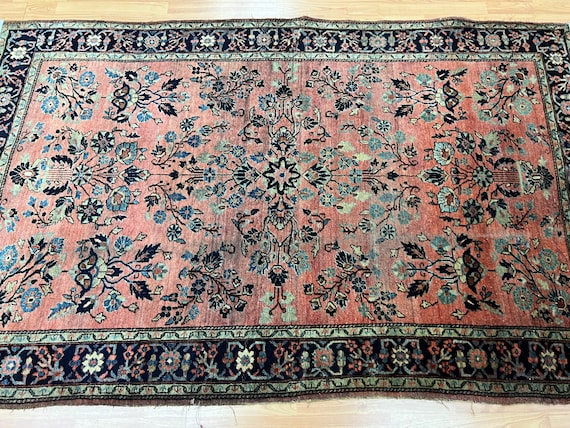 4'4" x 6'9" Antique Turkish Oriental Rug - 1920s - Hand Made - 100% Wool