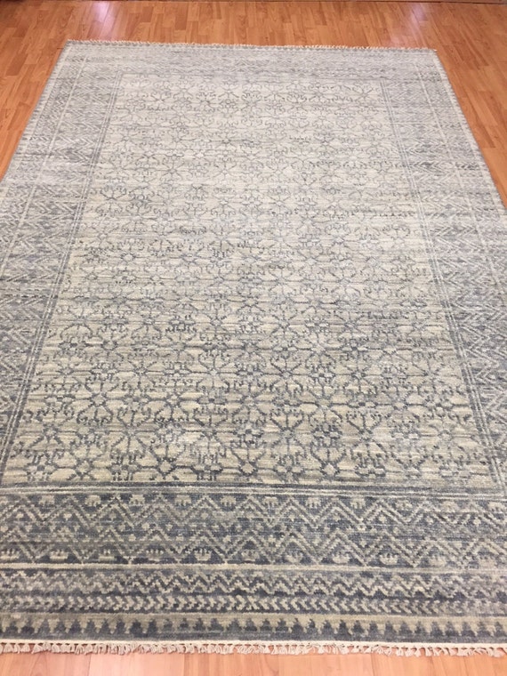 6' x 9' Soft Melody Indian Oriental Rug - Modern - Hand Made - 100% Wool