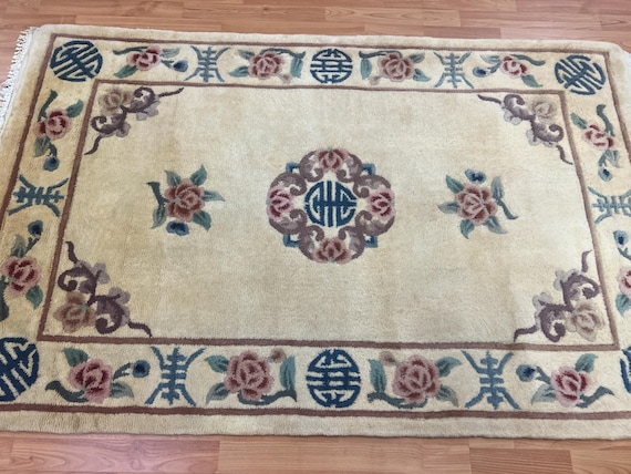 3'6" x 5'6" Chinese Art Deco Oriental Rug - Hand Made - 100% Wool