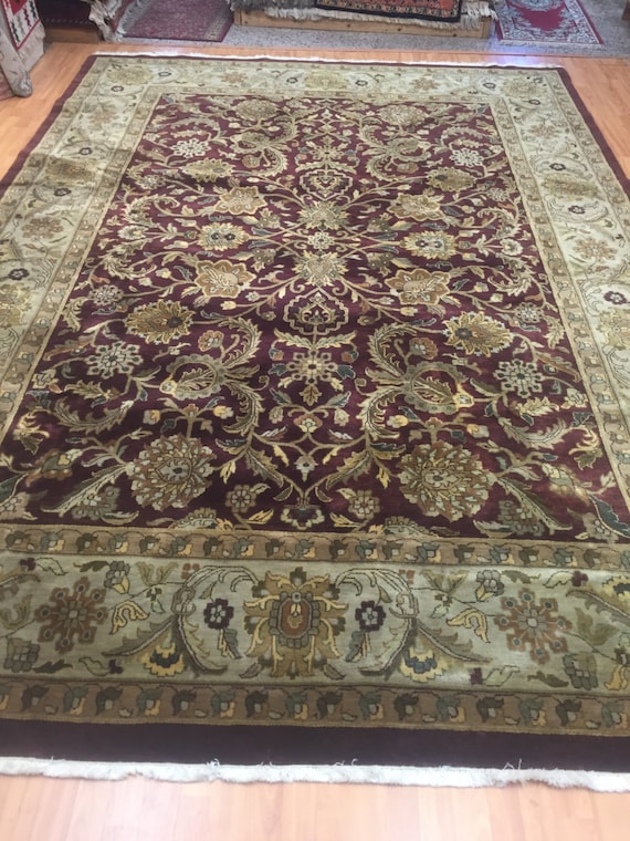 8'4" x 12' Indian Agra Oriental Rug - Hand Made - Full Pile - 100% Wool