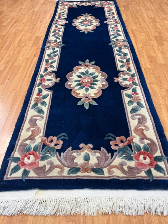 2'7" x 8'1" Chinese Aubusson Oriental Rug Floor Runner - Hand Made - 100% Wool