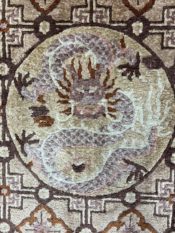 4' x 6' Chinese Dragon Design Oriental Rug - Hand Made - 100% Silk