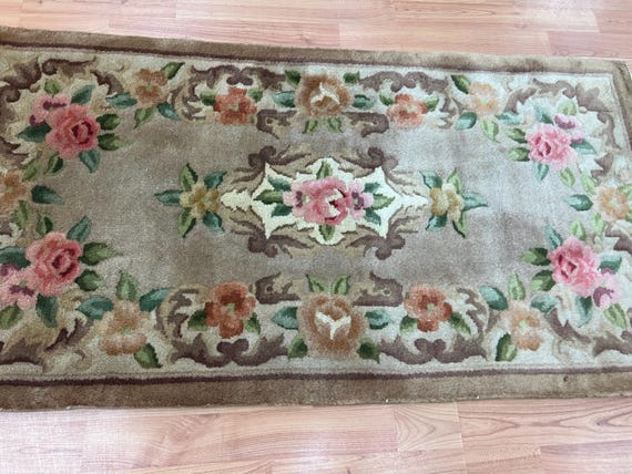 2' x 3'10" Chinese Aubusson Oriental Rug - Full Pile - Hand Made - 100% Wool