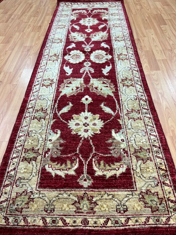 2'1" x 6'3" Pakistani Agra Floor Runner Oriental Rug - Hand Made - Vegetable Dye - 100% Wool