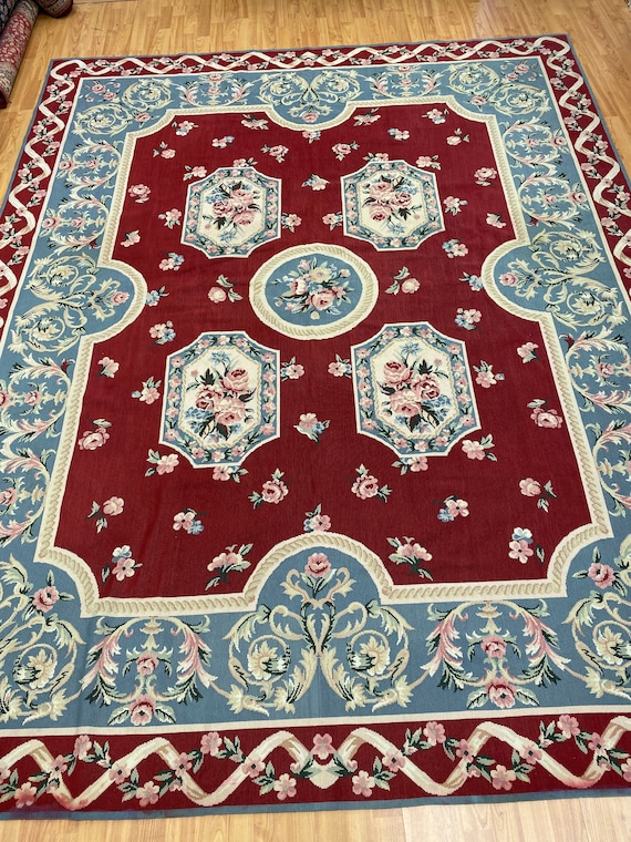 7'9" x 9'9" Chinese Aubusson Needle Point Oriental Rug - Hand Made - 100% Wool