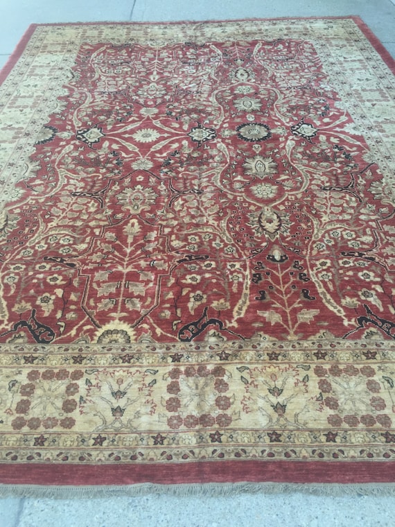 10'1" x 13'6" Pakistani Peshawar Serapi Design Oriental Rug - Hand Made - Vegetable Dye - 100% Wool