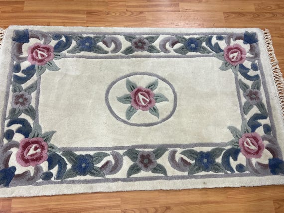 2'6" x 4'2" Chinese Aubusson Oriental Rug - Full Pile - Hand Made - 100% Wool