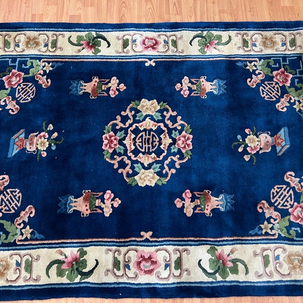 4' x 6' Chinese Aubusson Oriental Rug - Full Pile - Hand Made - 100% Wool