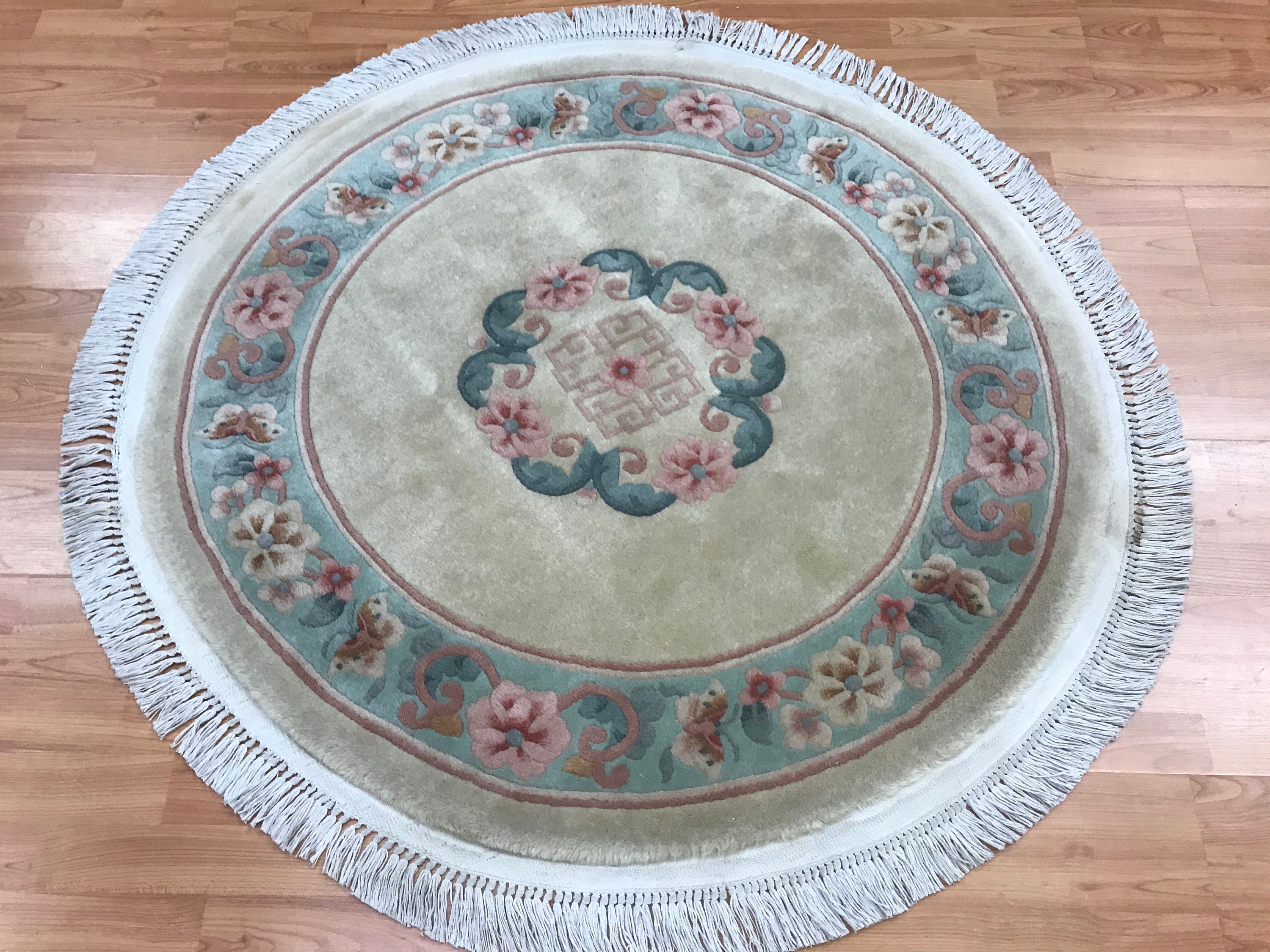 3 8 X 3 8 Round Chinese Aubusson Oriental Rug Hand Made 100 Wool 3-8-x-3-8-round-chinese-aubusson-oriental-rug-hand-made-100-wool