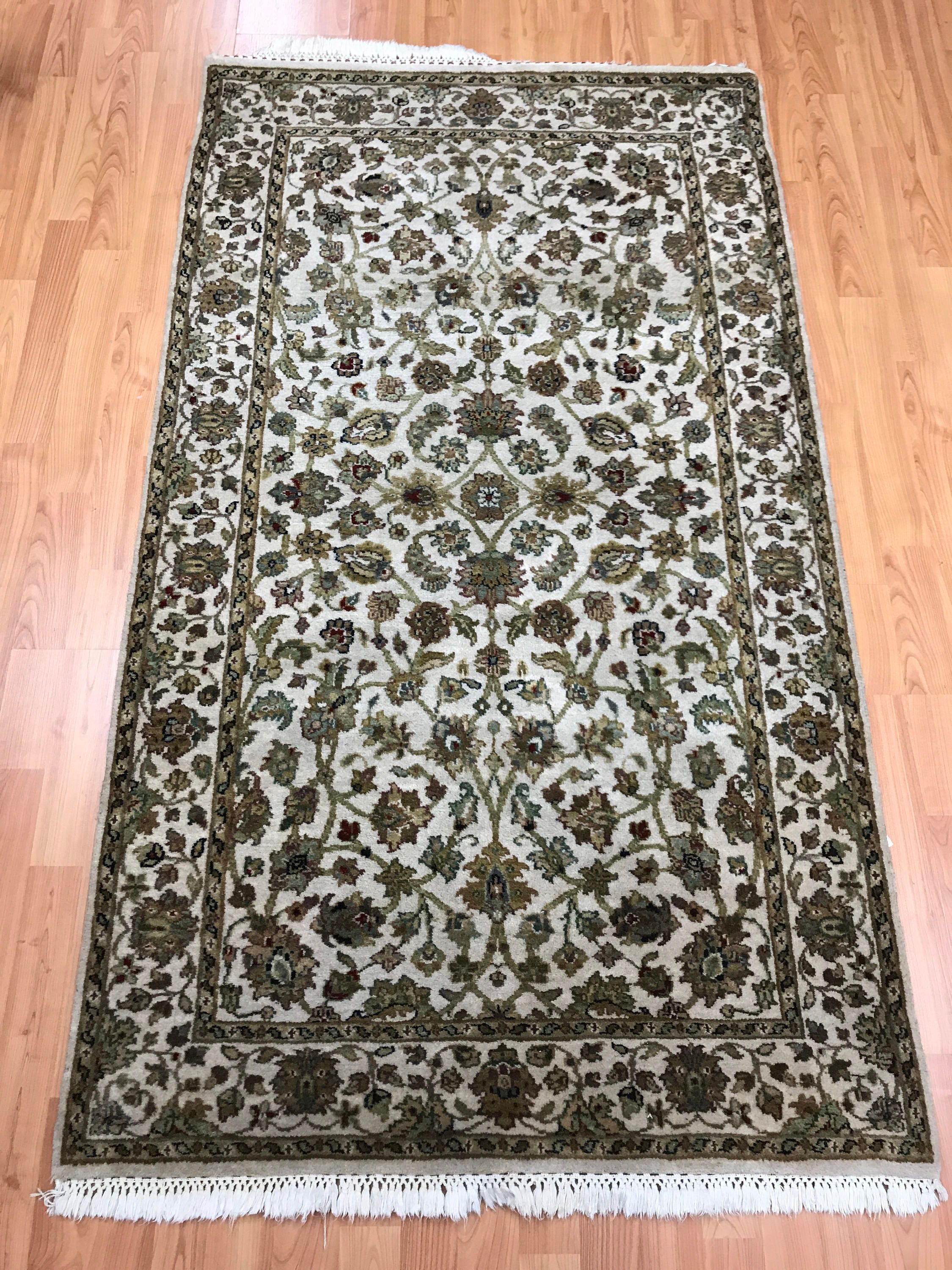 3' x 5' Indian Kashan Oriental Rug - Full Pile - Hand Made - 100% Wool