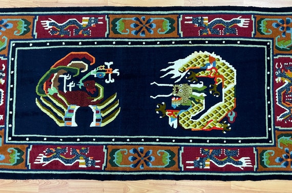 3' x 5'9" Nepal Chinese Dragon Oriental Rug - Hand Made - 100% Wool