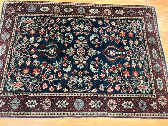 2'1" x 2'10" Antique Turkish Oriental Rug - 1950s - Hand Made - 100% Wool