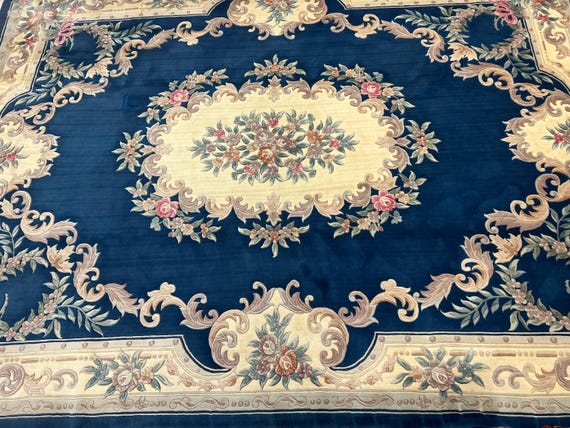9' x 12'3" Chinese Aubusson Oriental Rug - Hand Made - 100% Wool