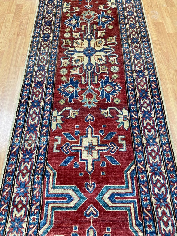 2'7" x 14'1' New Pakistani Kazak Floor Runner Oriental Rug - Hand Made - 100% Wool