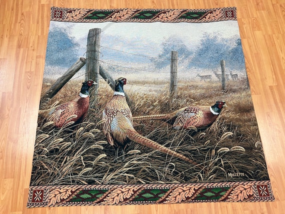 4'4" x 4'4" French Tapestry - Bird Design - Millette