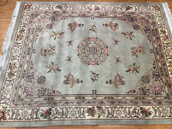 8' x 10' Chinese Art Deco Oriental Rug - Full Pile - Hand Made - 100% Wool
