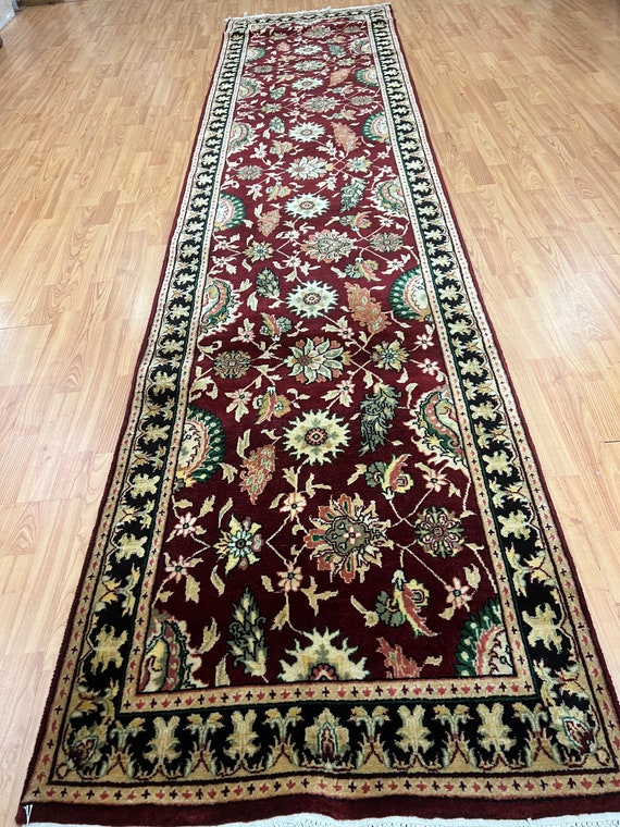 2'7" x 11'3" Indian Tabriz Floor Runner Oriental Rug - Full Pile - Hand Made - 100% Wool