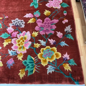 8&#39;7&quot; x 11&#39;2&quot; Antique Chinese Art Deco Oriental Rug - 1930s - Hand Made - 100% Wool