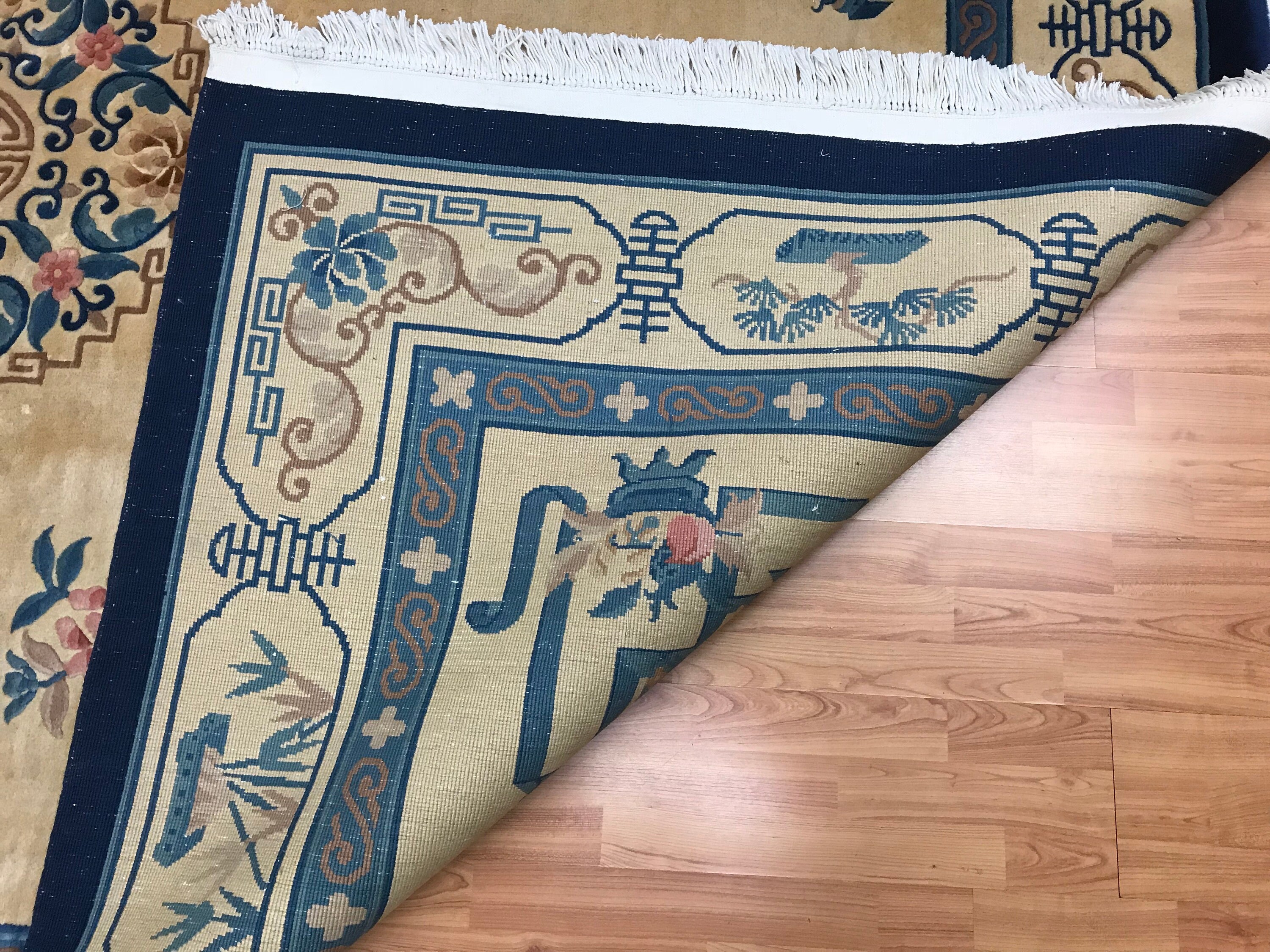 8' x 10’ Chinese Art Deco Oriental Rug 1990 Full Pile Hand Made
