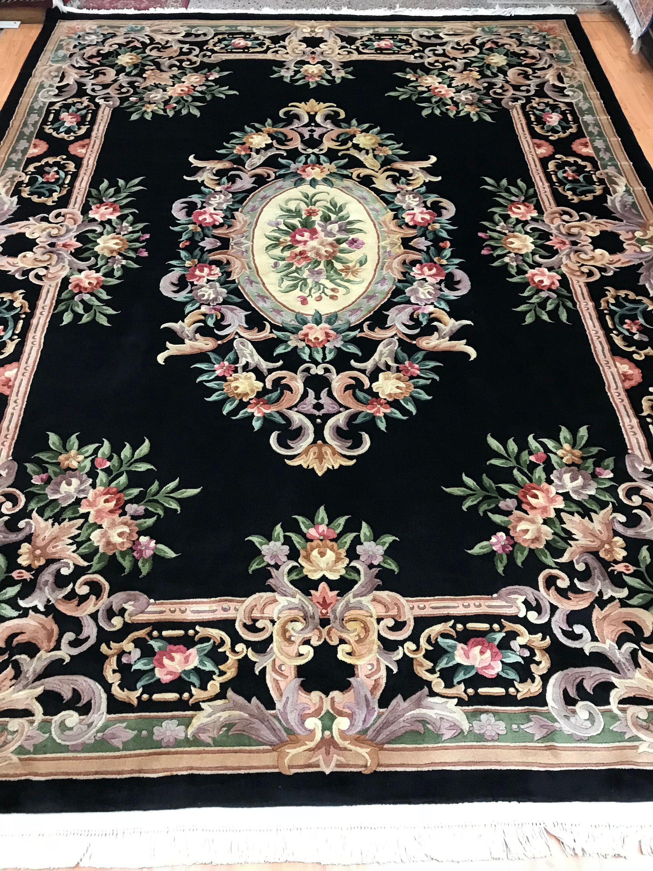 9'1 x 12'3 Chinese Aubusson Oriental Rug Full Pile Hand Made 100